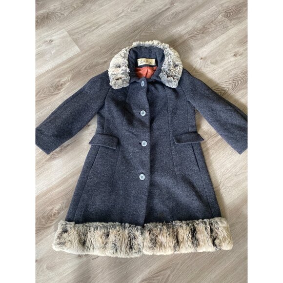 Vintage Lilli Ann Fur Trim Coat Jacket Gray 60s - Picture 14 of 15